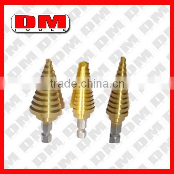 3pc HSS High Speed Steel Cone Step Drill Cutter Bit Set For Wood/Steel