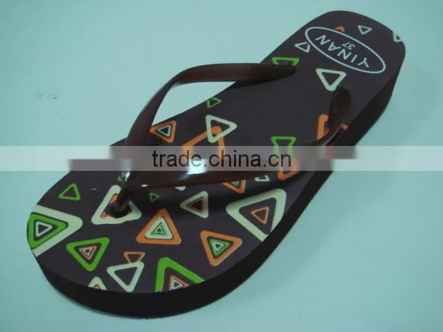 663 LOULUEN Summer Printed EVA Slippers Women Wedge Flip Flops Wholesale