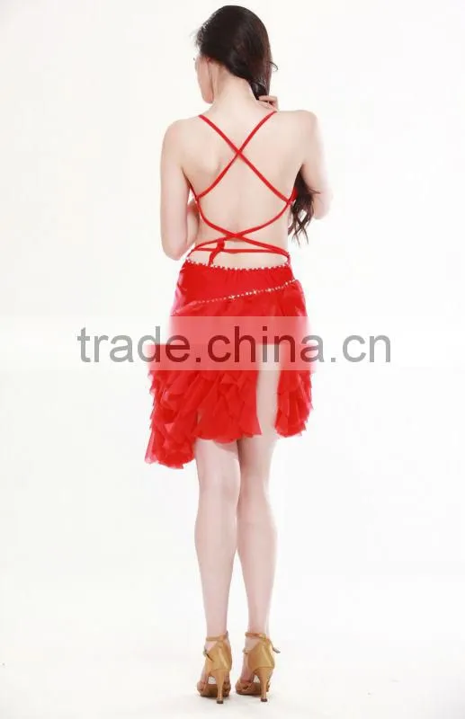 fashion and modern tassels sexy colorful beaded ballroom latin dance dress (QC2096)