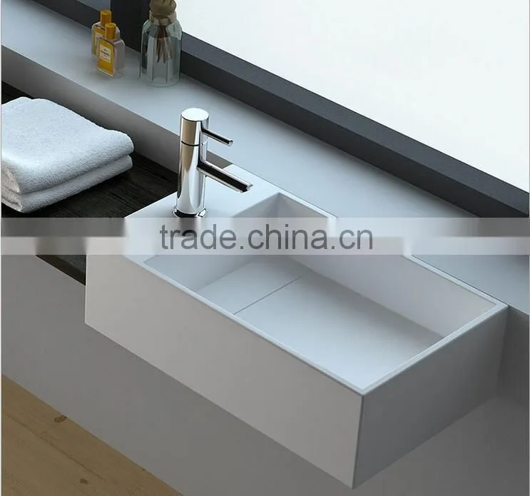 Pure Acrylic Solid Surface Wash Basins,artificial stone resin basin ,Wall mounted acrylic solid surface basin