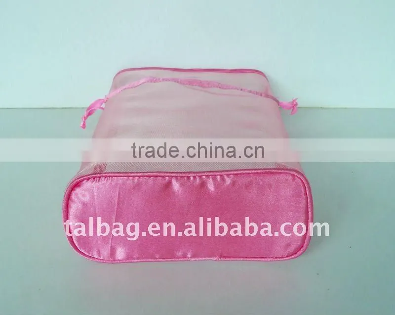 Hot selling promotional nylon mesh pink drawstring bag