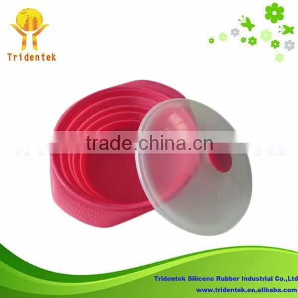Eco-friendly and kitchen tool silicone collapsible bowl with lid