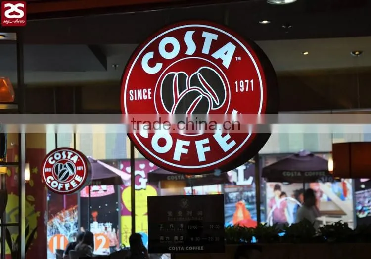 LED acrylic double sides round vacuum formed display light box for chain shop