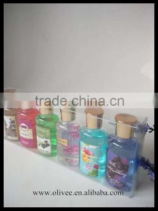 flower herbal fragrances 65ml moisturizing body gel shower gel set with PVC folded box
