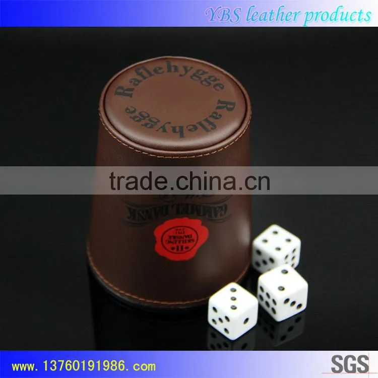China direct factory custom leather dice cup with dices