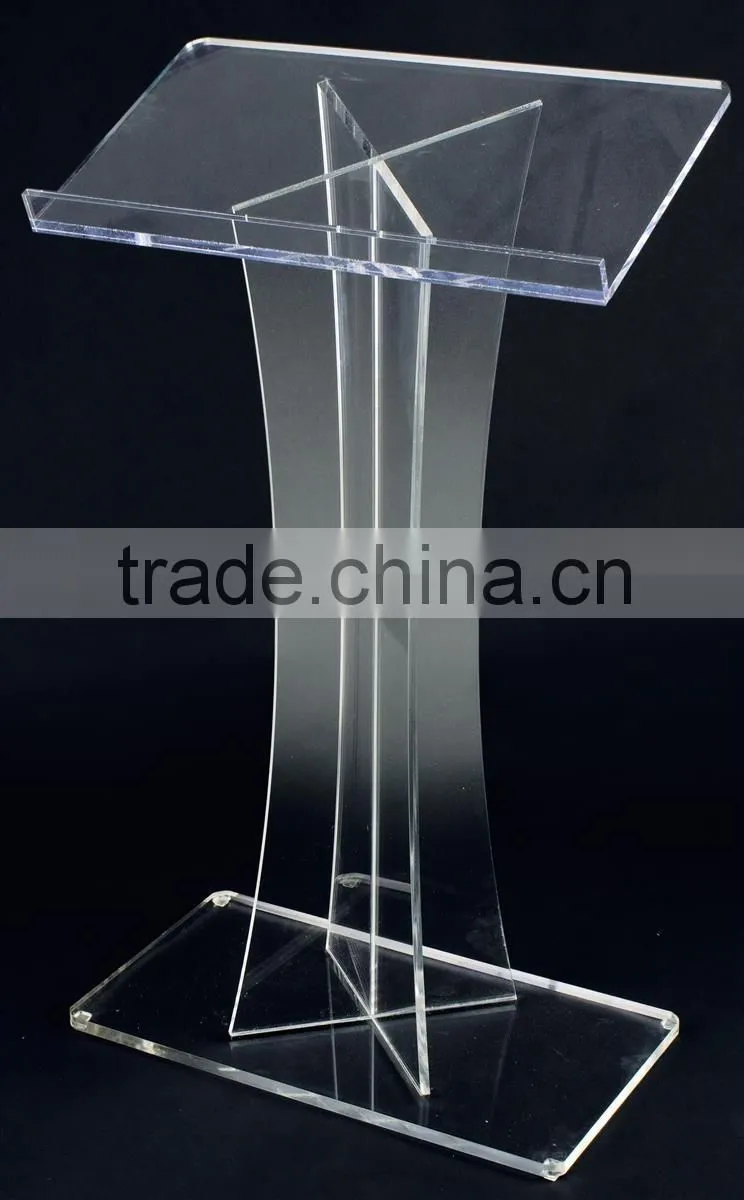 Acrylic Podiums for Floor, X-Shaped Post, Rubber Feet - Clear