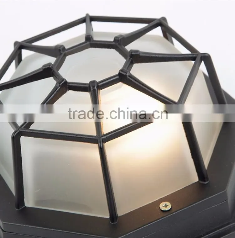 Black metal cubic vintage ceiling light simple style ceiling lamp with glass lampshade