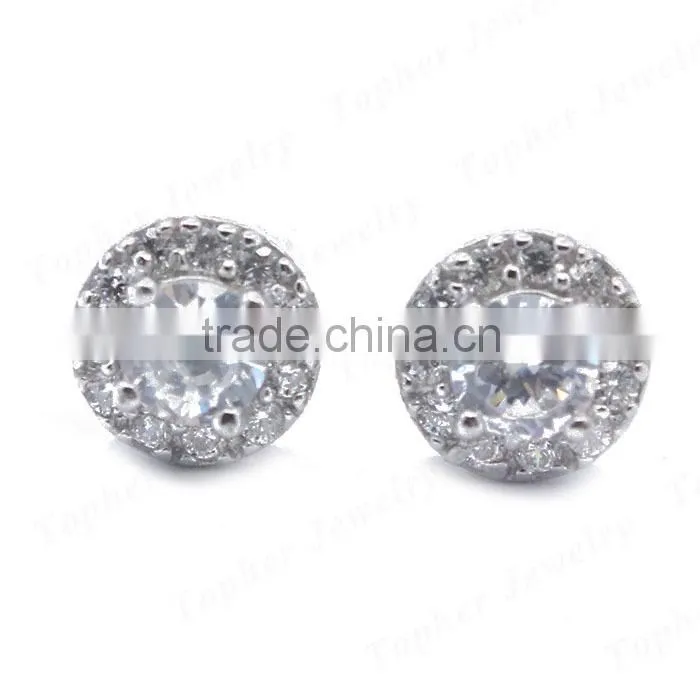 Wholesale zircon 925 pure silver jewelry stud earrings