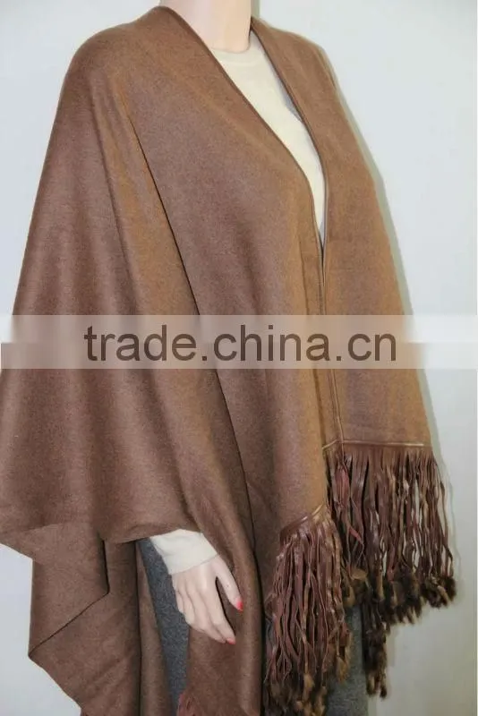 cashmere pashmina shawls wraps with leather fringes