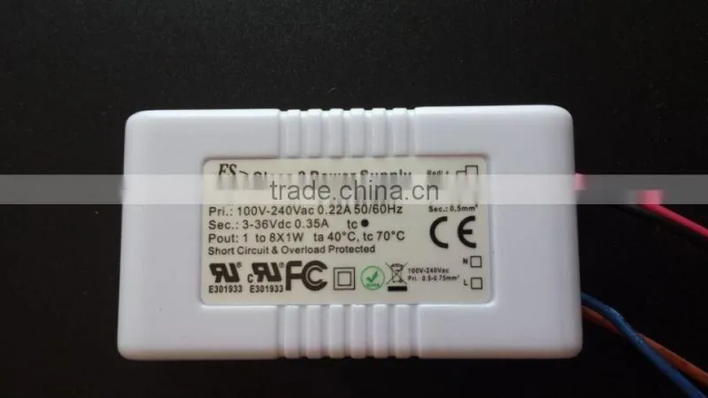 CE UL list 100-240VAC input 350mA constant current output 8*1w led power supply
