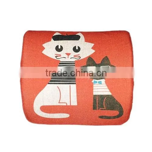 Nature Linen material Custom Printed Memory Foam Car Lumbar Seat Cushion & Car Neck Pillow