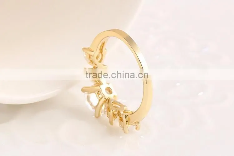 Hot sale 18K real gold plated ring fashion new crystal rings wedding