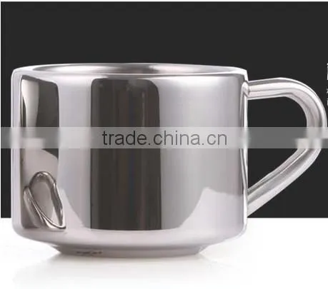 promotional custom double wall stainless steel coffee mug with handle