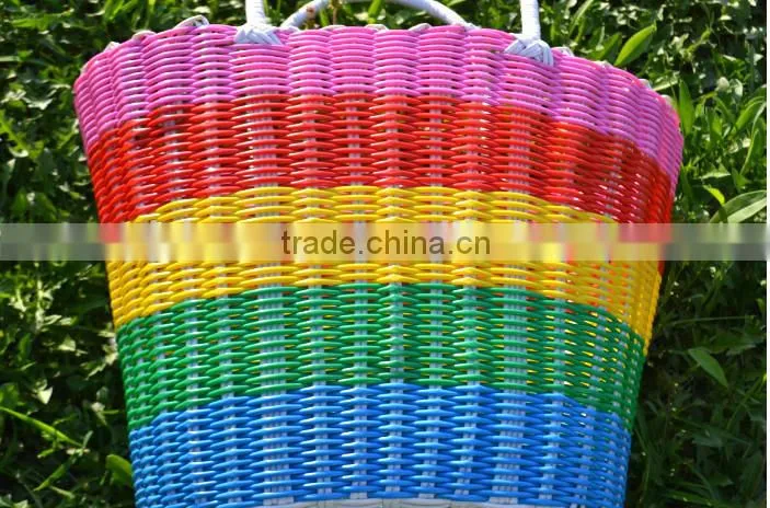 2015 fashionable and soft cheap crochet Polyester PP straw bag laundry woven bag