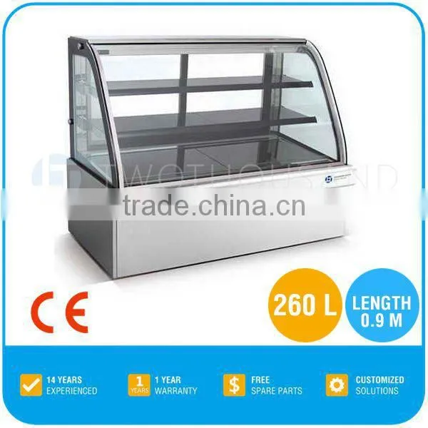 Glass Bakery Display Case, 2-8 'C, 260 L, 3 Shelf, CE, TT-MD77A