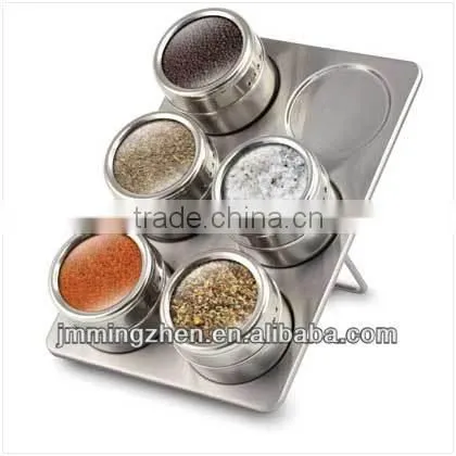 stainless steel spice tin spice box with magnetic rack magnetic spice jar set