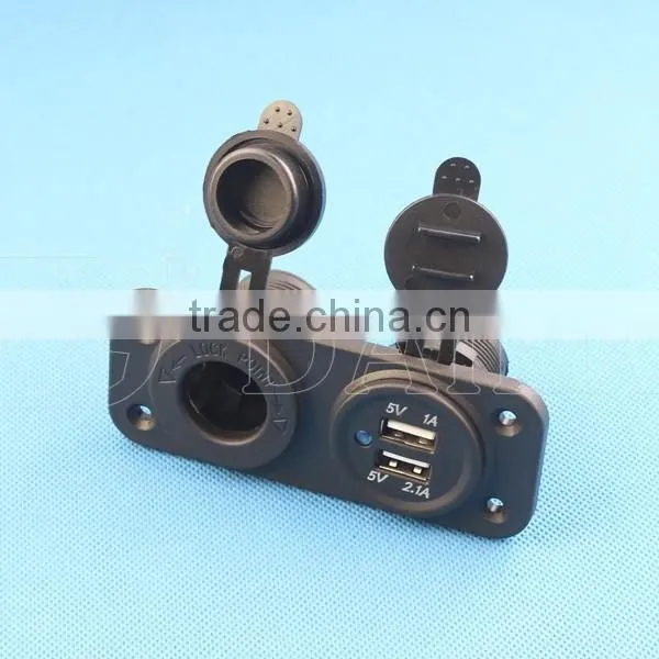 Panel Mounted Micro USB Car Charger 2 Port And Car 12V DC Socket