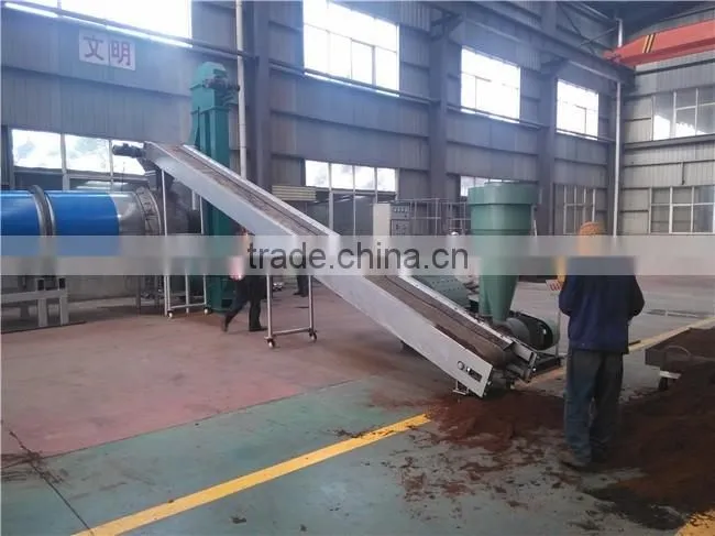Waste cocnut shell crushing to coco peat then drying used to making coco peat block