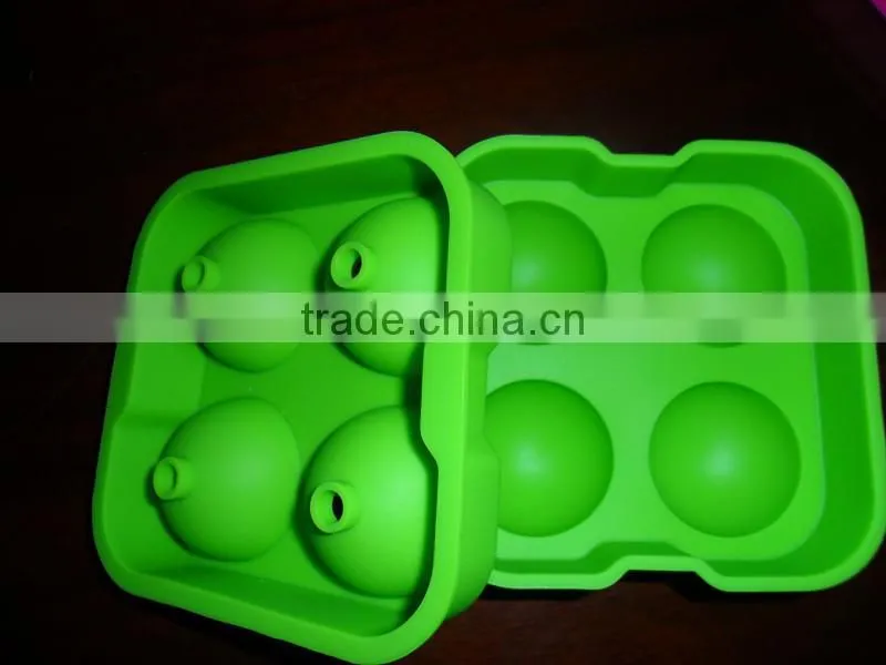 New Round Ice Balls Maker Silicone Tray Four Large Sphere Molds