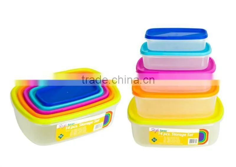 Rainbow Food Storage Set, 5pcs plastic food container,square storage box.
