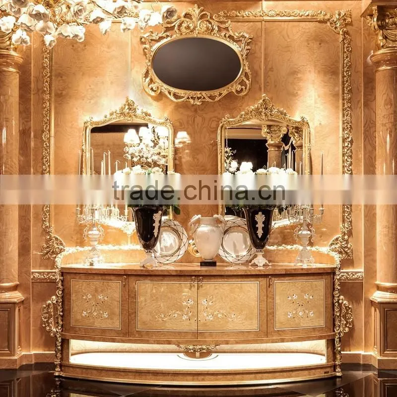 momodal luxury antique golden European solid wood decoration living room console table entrance decoration table with mirror