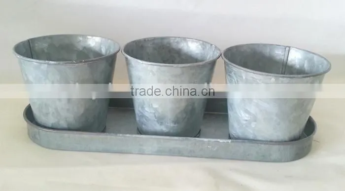 Vintage set 2 pcs metal herb pot