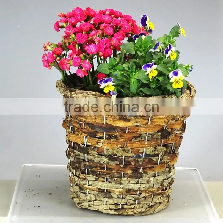 Eco-Friendly Rattan Round Shape Garden Planter Flower Pots