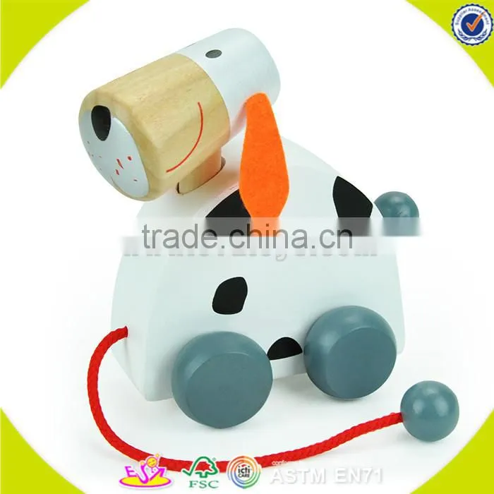 wholesale lovely wooden elephant pull car toy high quality wooden elephant pull car toy W05B034