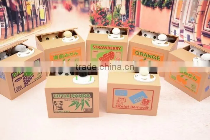 UCHOME Factory wholse piggy bank/cat stealing saving money box/plastic coin bank