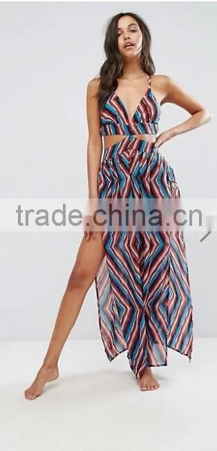 Fashionable Boohoo Maxi Beach Dress Set Crop top set