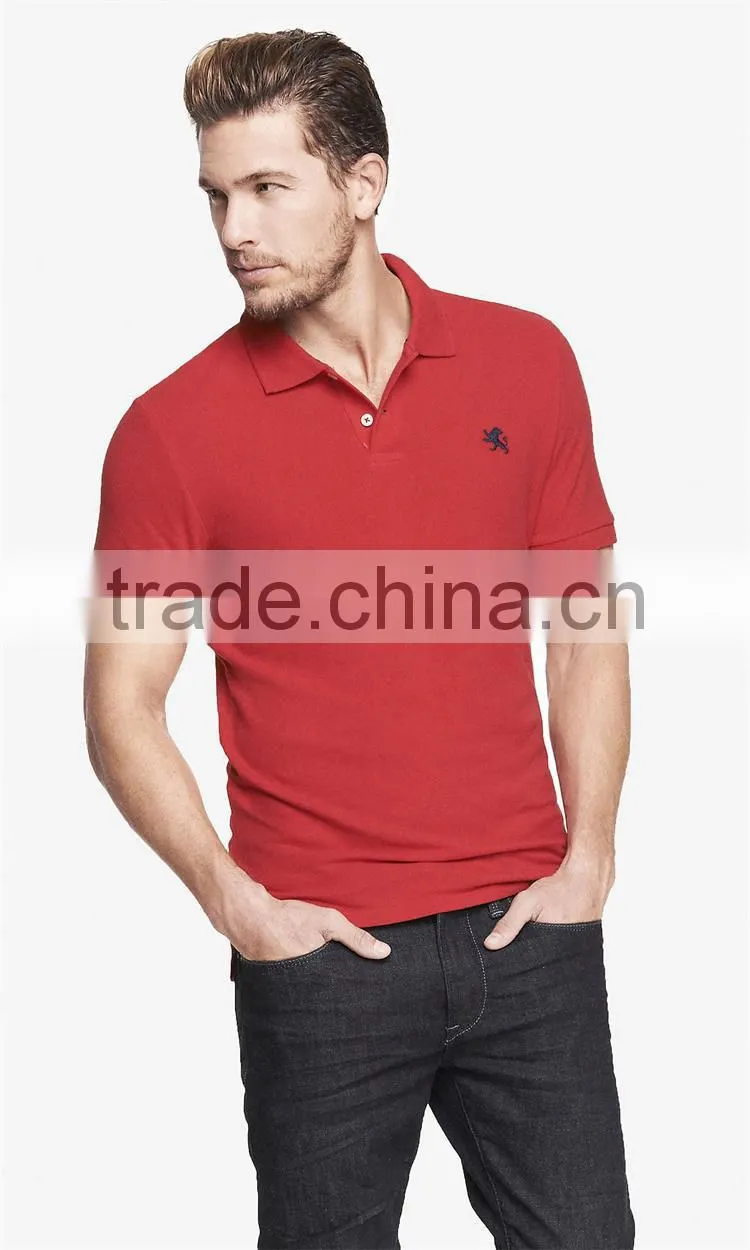 2015 new trendy mens slim fit pique polo t shirts with custom logo