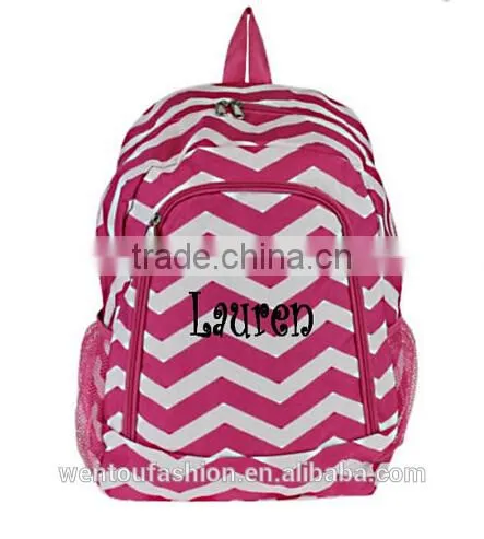 Girls Zig Zag Personalized Chevron Canvas Backpack Monogrammed