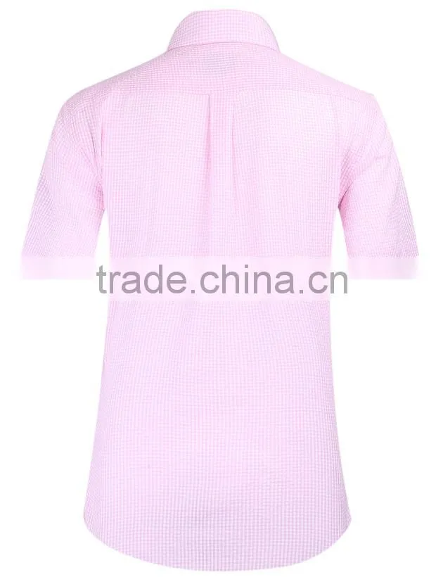 2017 men's short sleeve seersucker casual shirt wholesale