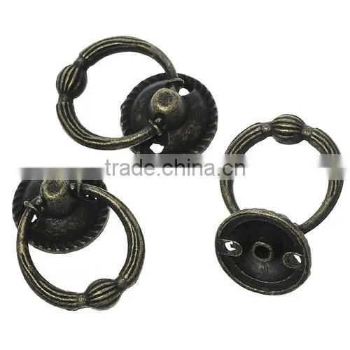 Round Antique Bronze Stripe Jewelry Wooden Box Pull Handle Knobs 22.0mm