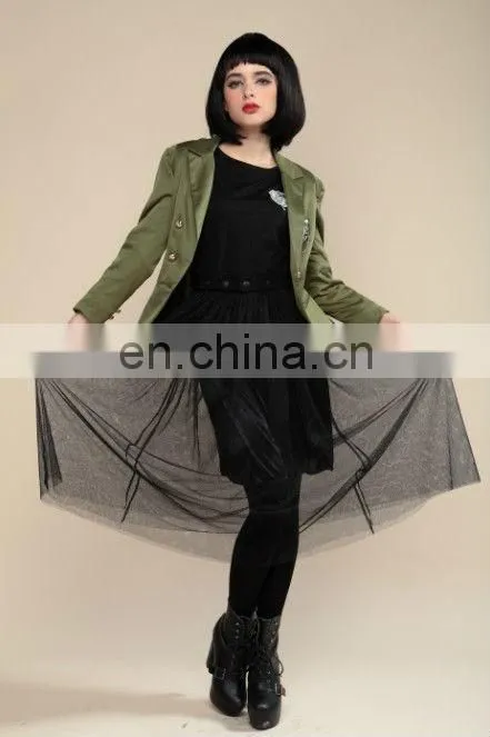 Academy style fashion design badge embroidered mini suit coat for ladies