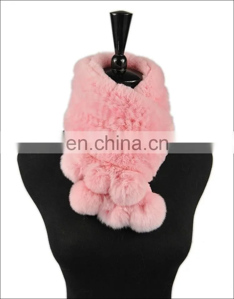 2016 Wholesale cheap good material real rex rabbit fur knitted promotional scarf / handmade scarf