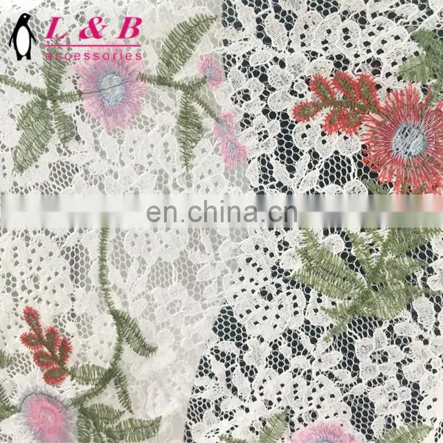 Polyester Embroidery Knit Tull Mesh Fabric