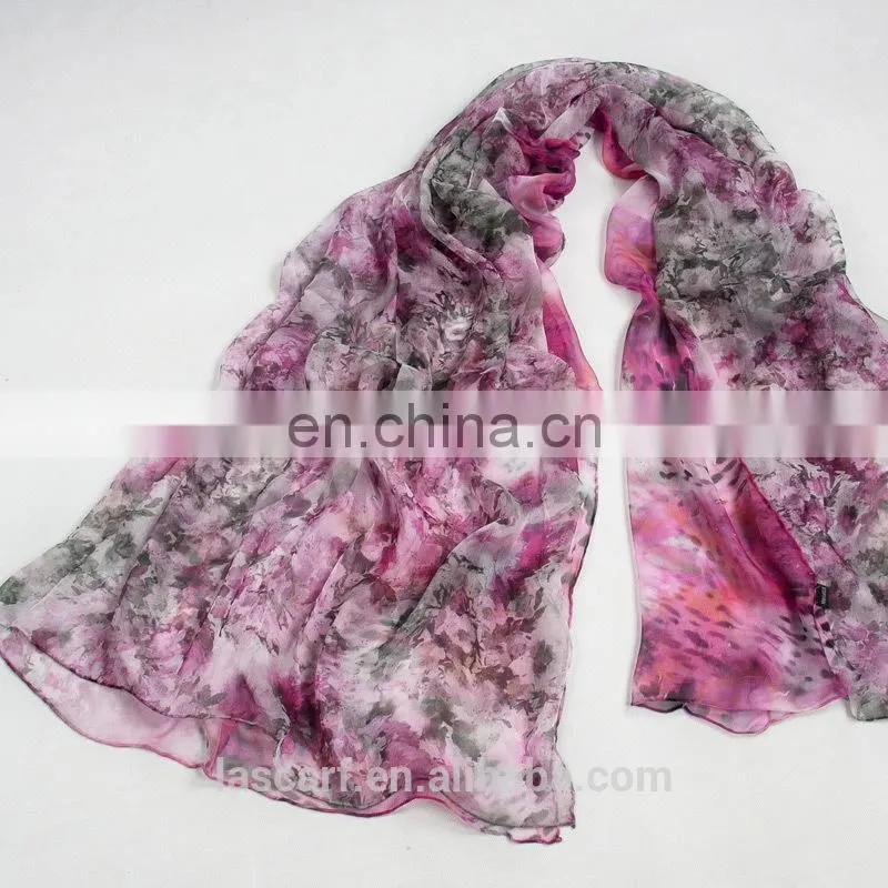 Environmental printing scarves women's flowers shawl Deep purple