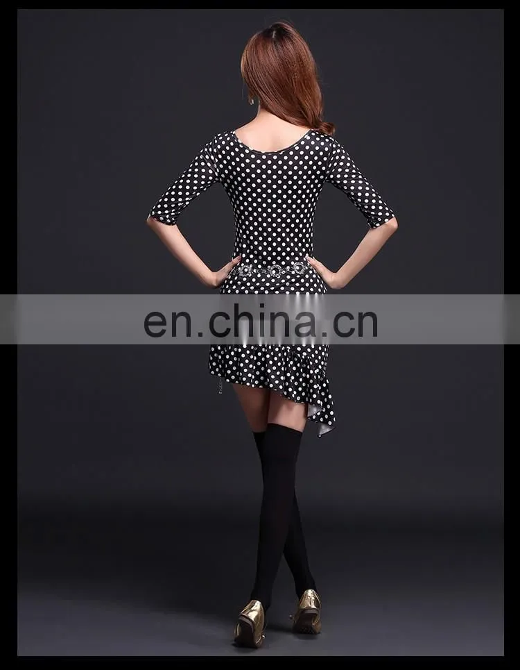 T-5111 Professional performance sexy black and white dot belly dance skirt