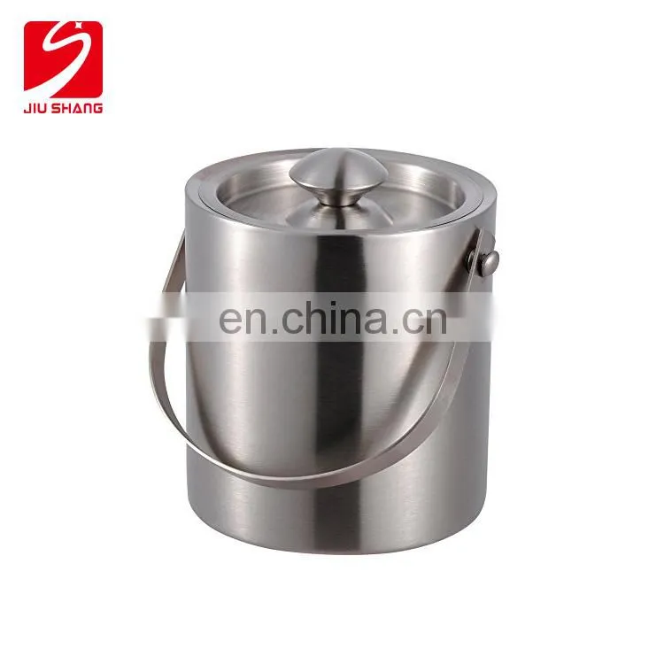 Custom large insulated stainless steel ice bucket with lid