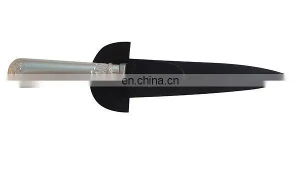 KNIFE IN NICKEL SILVER, BROWN SHEATH LEATHER