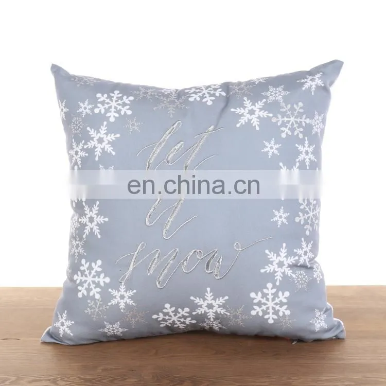 High quality new style snow embroidery throw cushion pillow for sofa living room bed