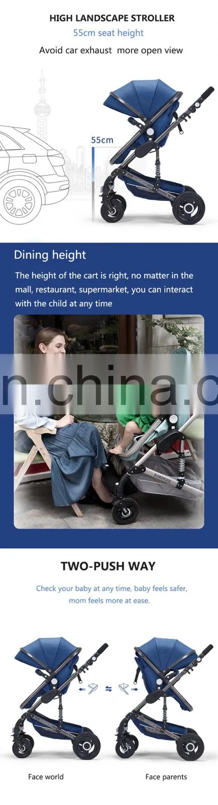 Wholesale cheap travel system luxury baby stroller 3 in 1 with carrycot and carseat