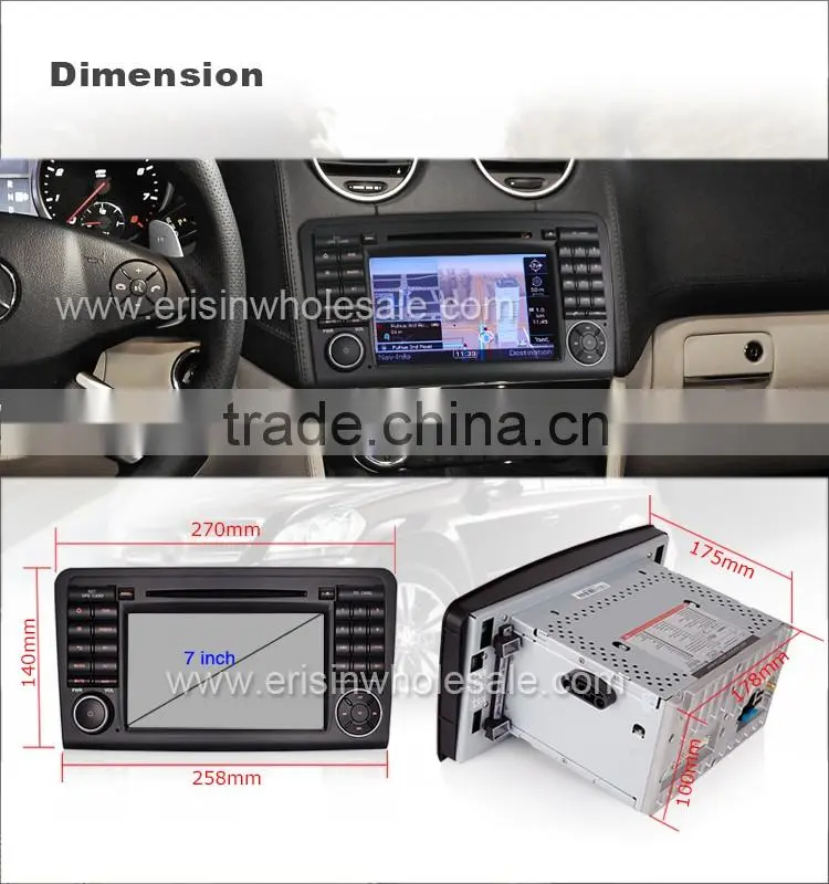 Erisin ES2511B 7" Auto Radio 2 Din Car DVD GPS with Android 4.4.4 Canbus for Mercedes X164