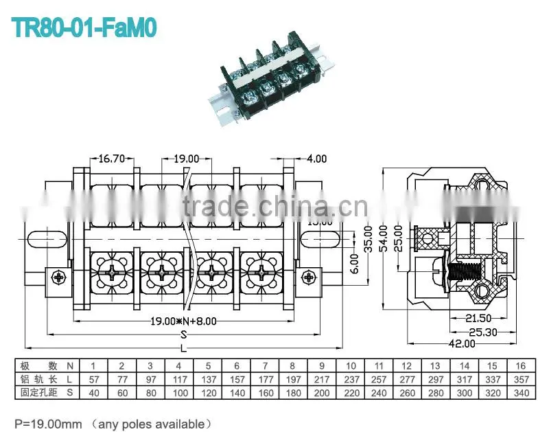 Heavy duty Terminal Blocks Barrier din rail mount