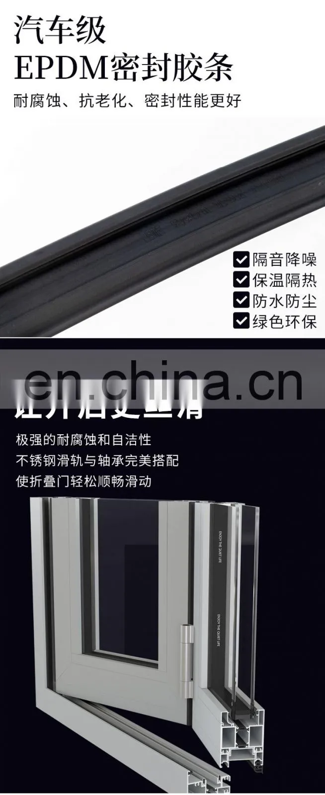 High quality Product Warranty Soundproof Aluminum Glass Windows Shades Security folding window