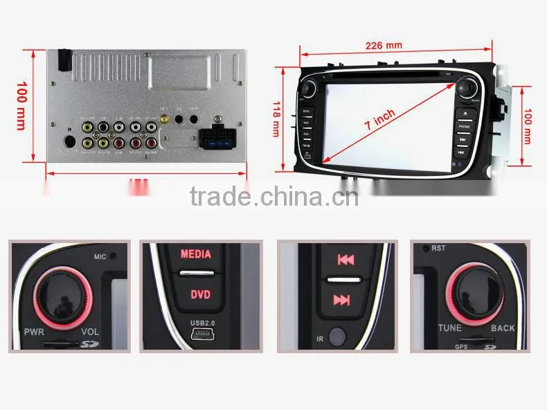 Car Stereo for Ford Focus Mondeo Transit Connect DVD GPS Navigation Multimedia Car GPS NAVI Bluetooth SWC WIFI 3G RDS 1080P AUX