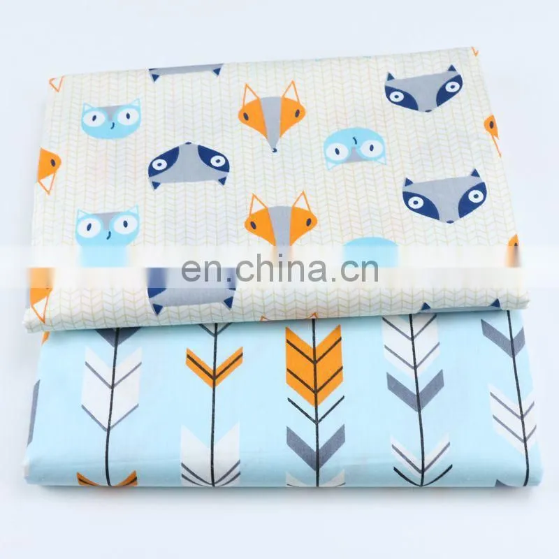 Cartoon Arrow Fox printed fabric Kindergarten baby quilt cover sheet cotton twill Nordic Instagram cartoon fabric