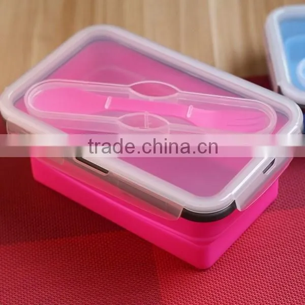 SILICONE FOLADING LUNCH BOX WITH SPOON/CHOPSTICKS(1000ML)