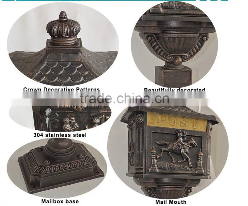 Customised Outdoor Newspaper Die Casting Aluminum American Mail Box